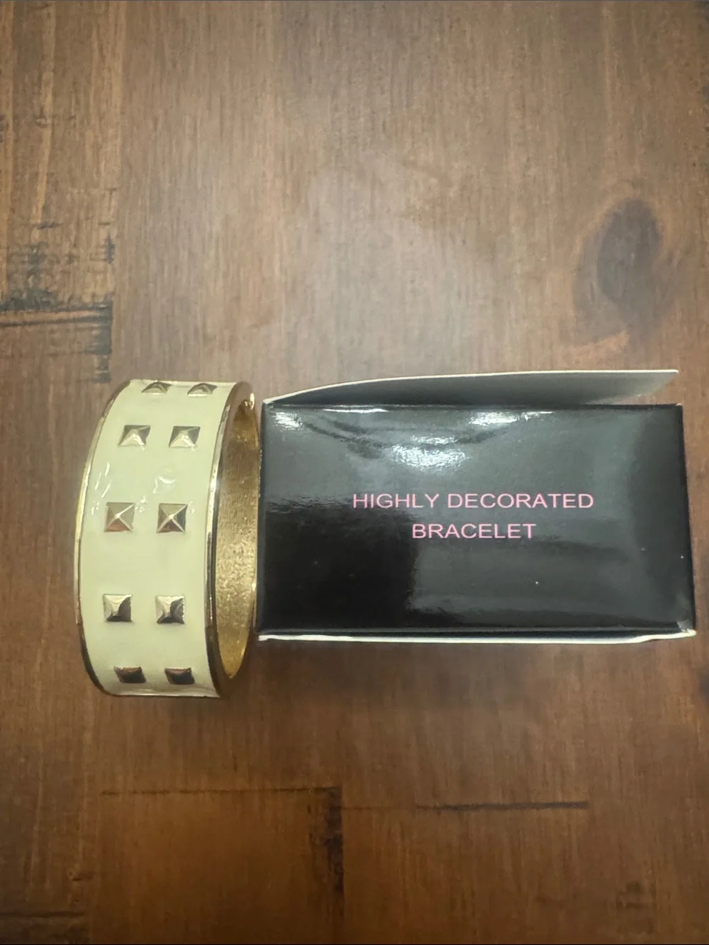 Brand New Mark. Gold-Tone Cream Studded Bangle Bracelet